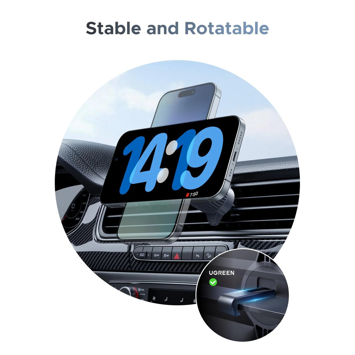 UGREEN MagFlow Cargador de Carro MagSafe Qi2 25W para iPhone 12 al 17 Series