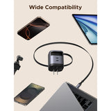UGREEN Nexode 45W GaN Cargador con Cable USB-C Retráctil y 2 Puertos