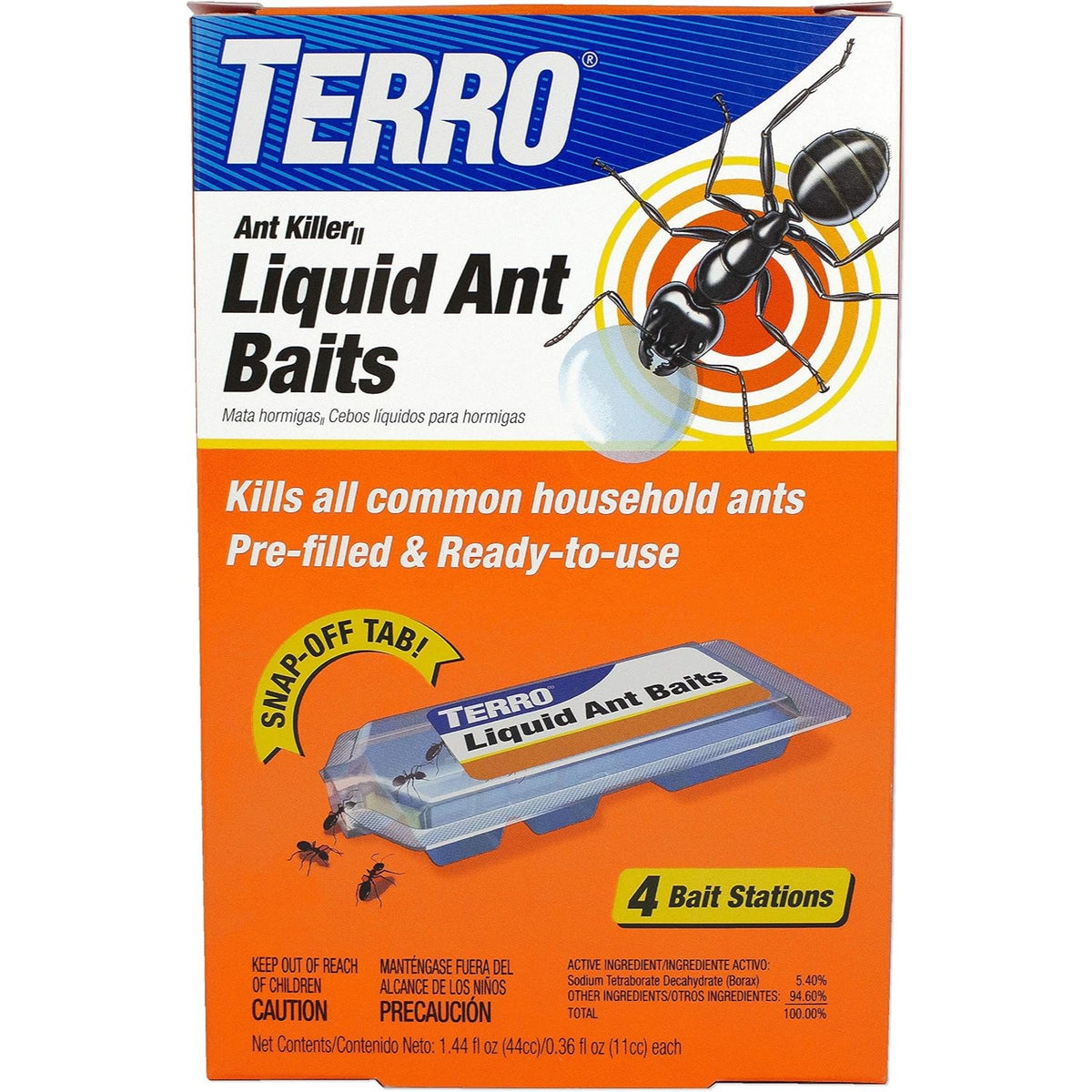 TERRO T324B Cebo Líquido para Hormigas – Pack de 4 Estaciones