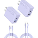 Anker Cargador 20W Pack de 2 con 2 Cables USB-C 1.5 metros