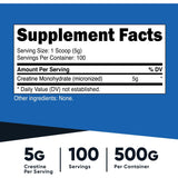Nutricost Creatina Monohidratada en Polvo 500G - 100 Porciones Sin Sabor