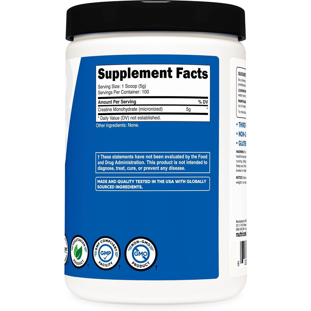 Nutricost Creatina Monohidratada en Polvo 500G - 100 Porciones Sin Sabor