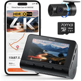 70mai Dash Cam 4K A800S Grabación Dual para Carro WiFi ADAS + Cámara Trasera RC06 + 128GB MicroSD