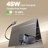 UGREEN 45W Nexode Pro GaN Cargador con Cable USB-C Retráctil y 2 Puertos