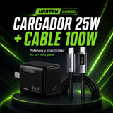 UGREEN 25W GaN Cargador + UGREEN Uno 100W Cable 1 Metro