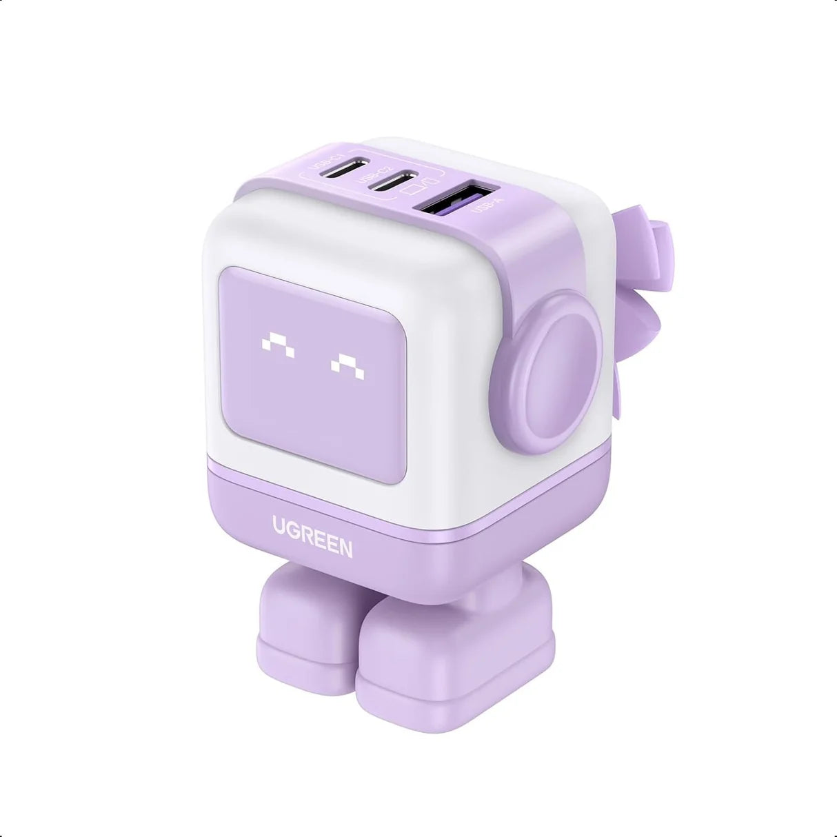 UGREEN Uno 65W Cargador 3 Puertos Robot GaN + UGREEN Uno 100W Cable 1 Metro