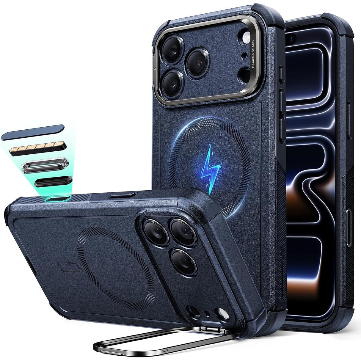 ESR iPhone 17 Pro Cyber Tough Magnetic Case con Stand, MagSafe y Control de Cámara Protección Grado Militar 7X