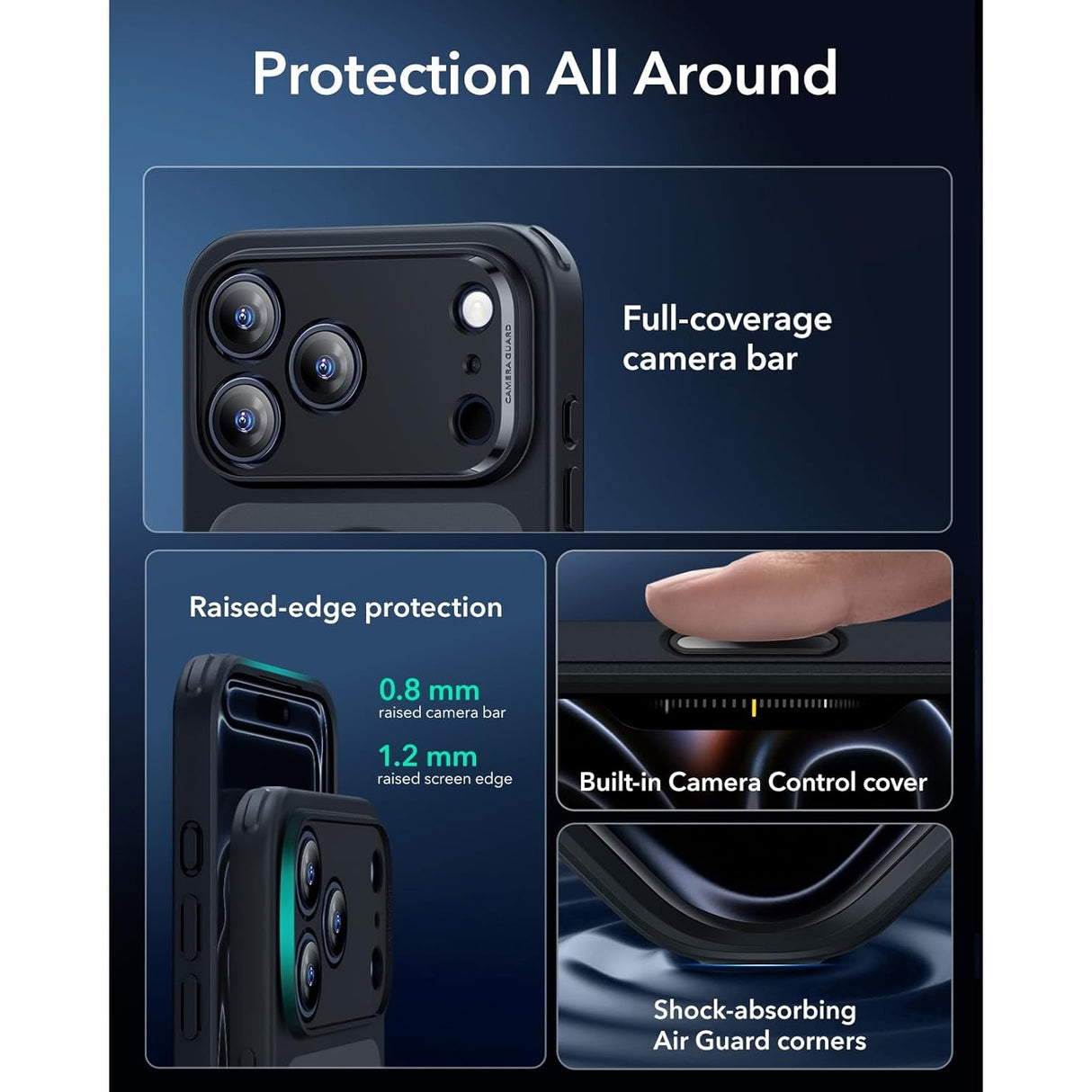 ESR iPhone 17 Pro Max Classic Hybrid Case con MagSafe y Control de Cámara Protección Grado Militar Esmerilado