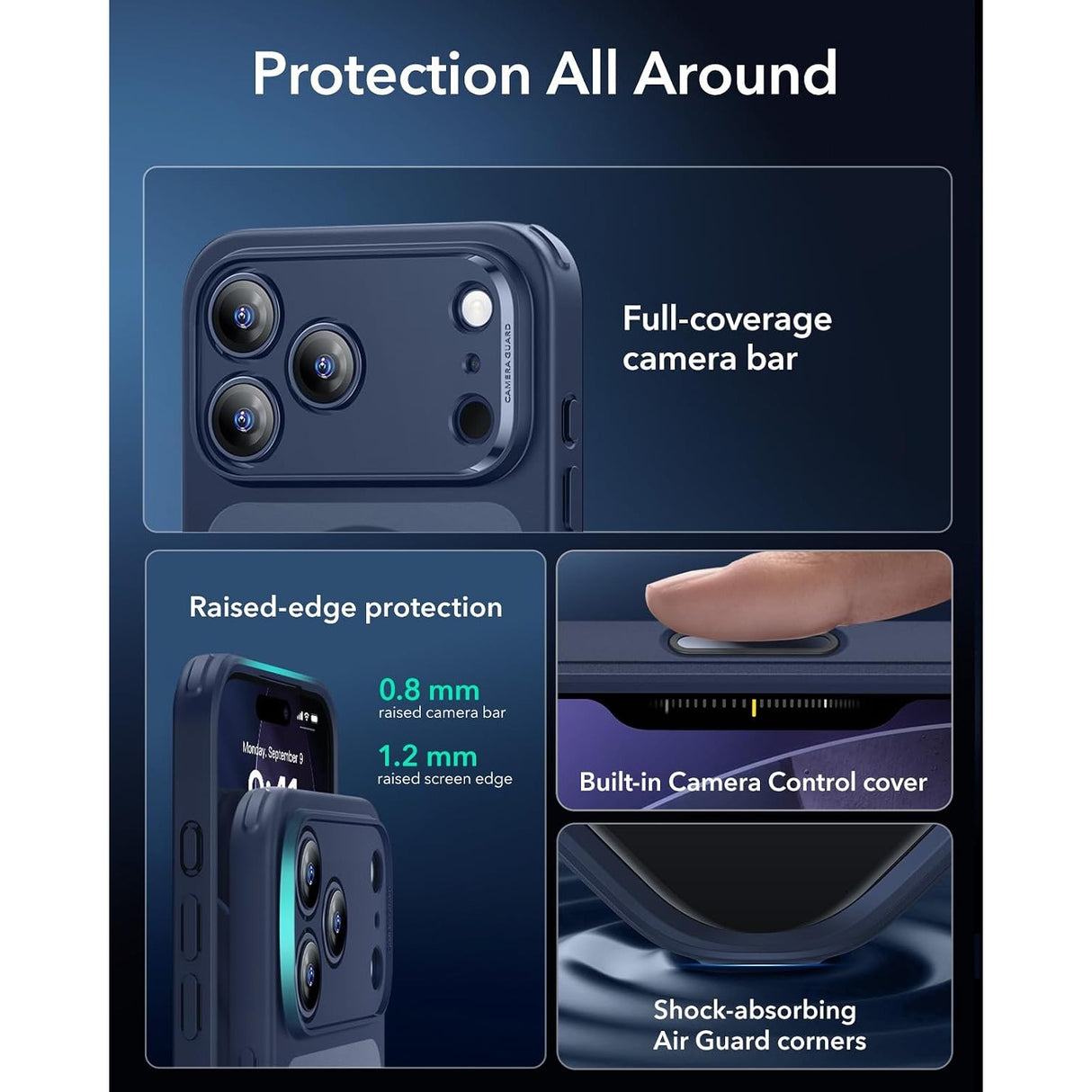 ESR iPhone 17 Pro Max Classic Hybrid Case con MagSafe y Control de Cámara Protección Grado Militar Esmerilado