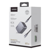 UGREEN 65W Nexode Pro 3 Puertos GaN Cargador Rápido con Cable USB-C 1.5 Metros