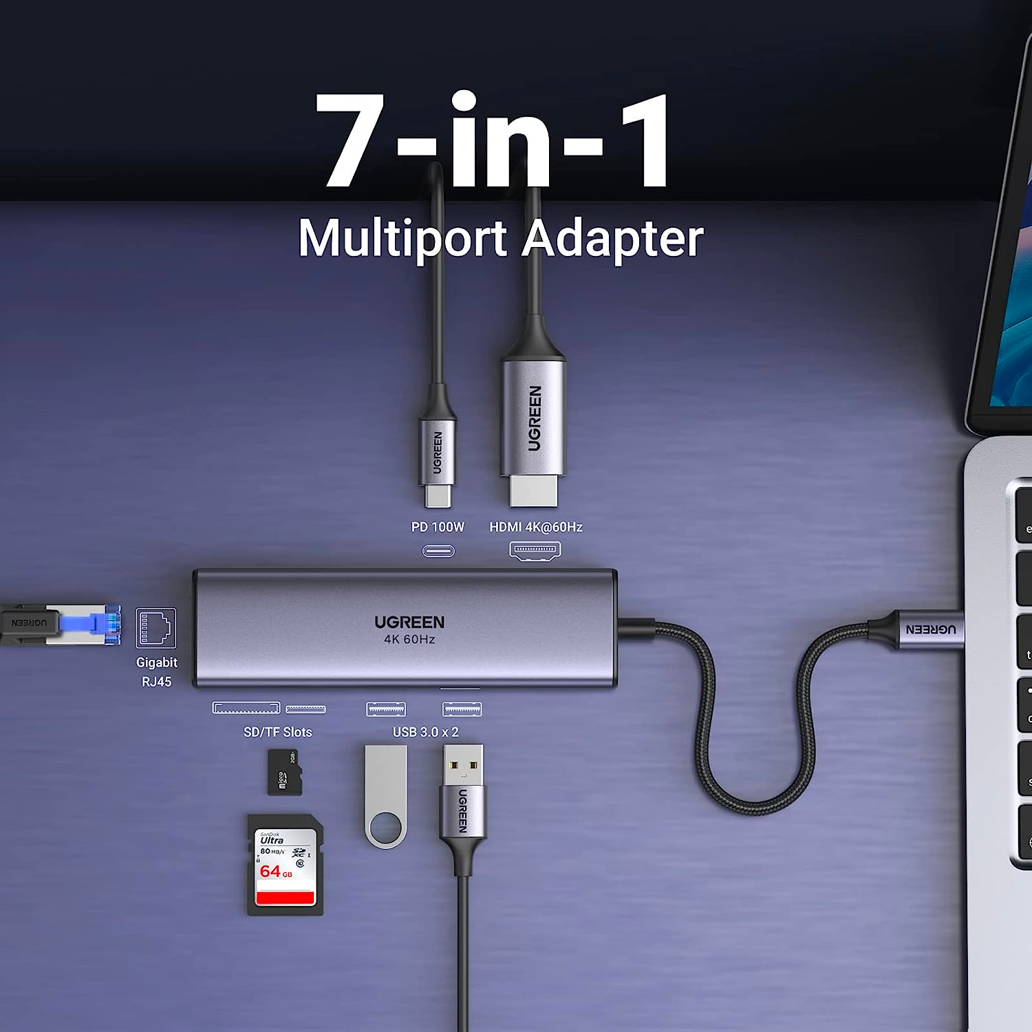 Cargador USB C de 100 W, adaptador de corriente USB C de 3 puertos  compatible con MacBook Pro/MacBook Air/Surface Pro/y más (2 puertos blanco)