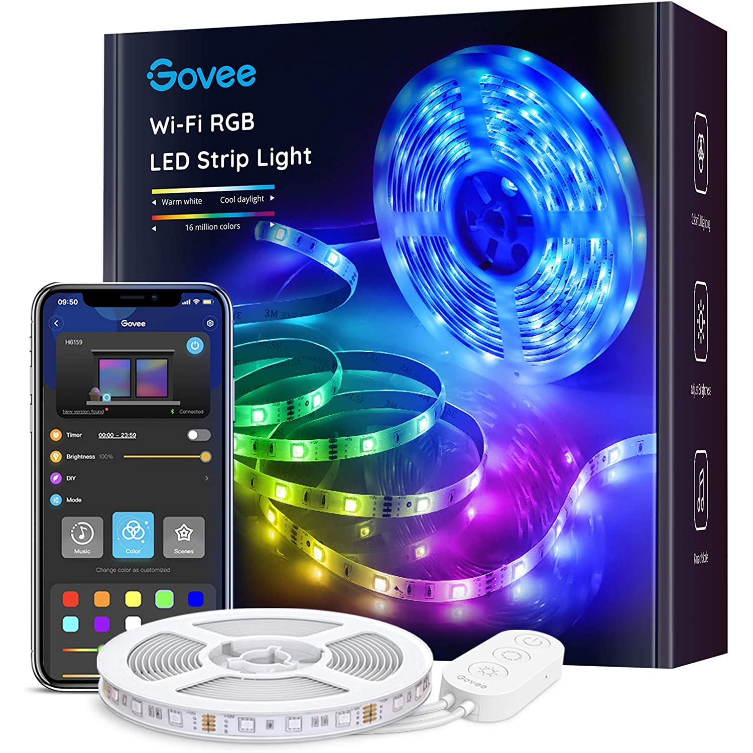Govee Tira LED 20 Metros Luces RGBIC Arcoíris Segmentos de Color WiFi –  TecnoMarket