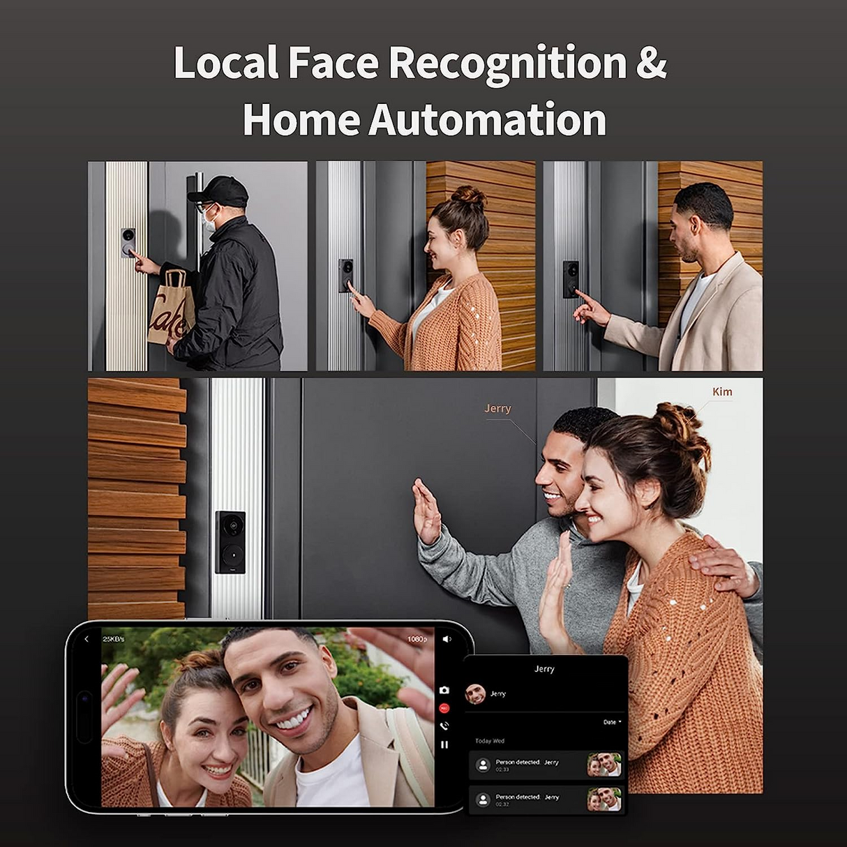 Aqara Video Doorbell G4 (timbre incluido), Video Timbre HomeKit Full HD 1080p, reconocimiento facial local, inalámbrico o con cable, compatible con Apple Home, Alexa y Google