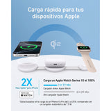 Anker MagGo Estación de Carga Inalámbrica MagSafe (3 en 1 pad plegable) Certificado 15W Qi2 con Adaptador y Cable