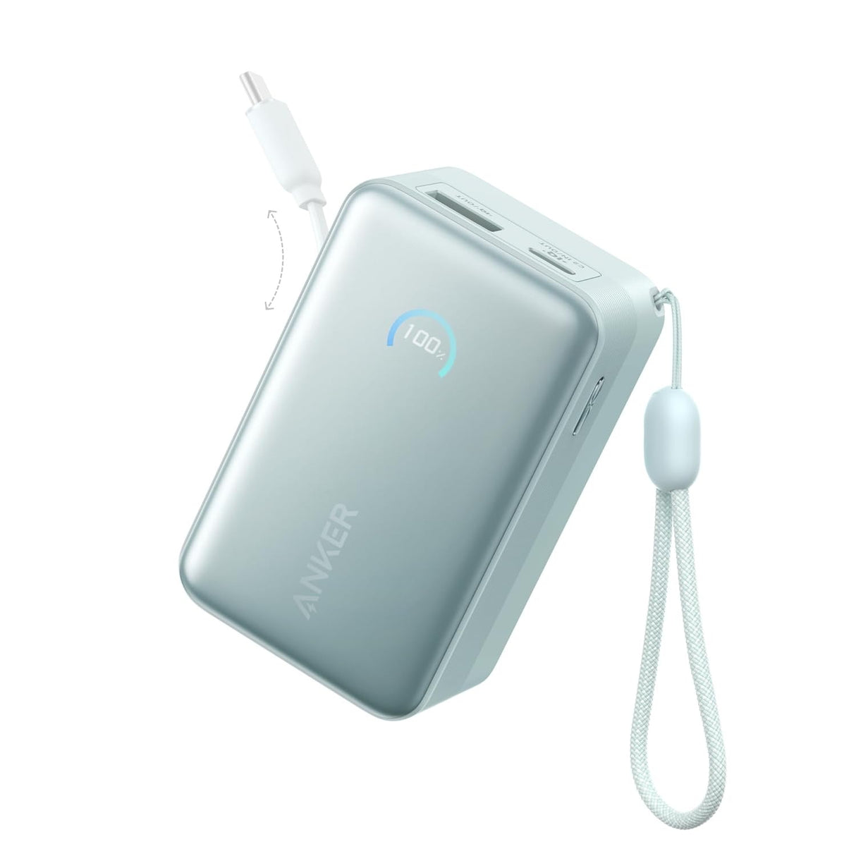 Anker Nano Power Bank (10K, 45W, Cable USB-C Retráctil Integrado)