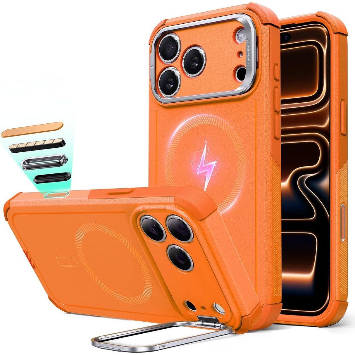 ESR iPhone 17 Pro Cyber Tough Magnetic Case con Stand, MagSafe y Control de Cámara Protección Grado Militar 7X