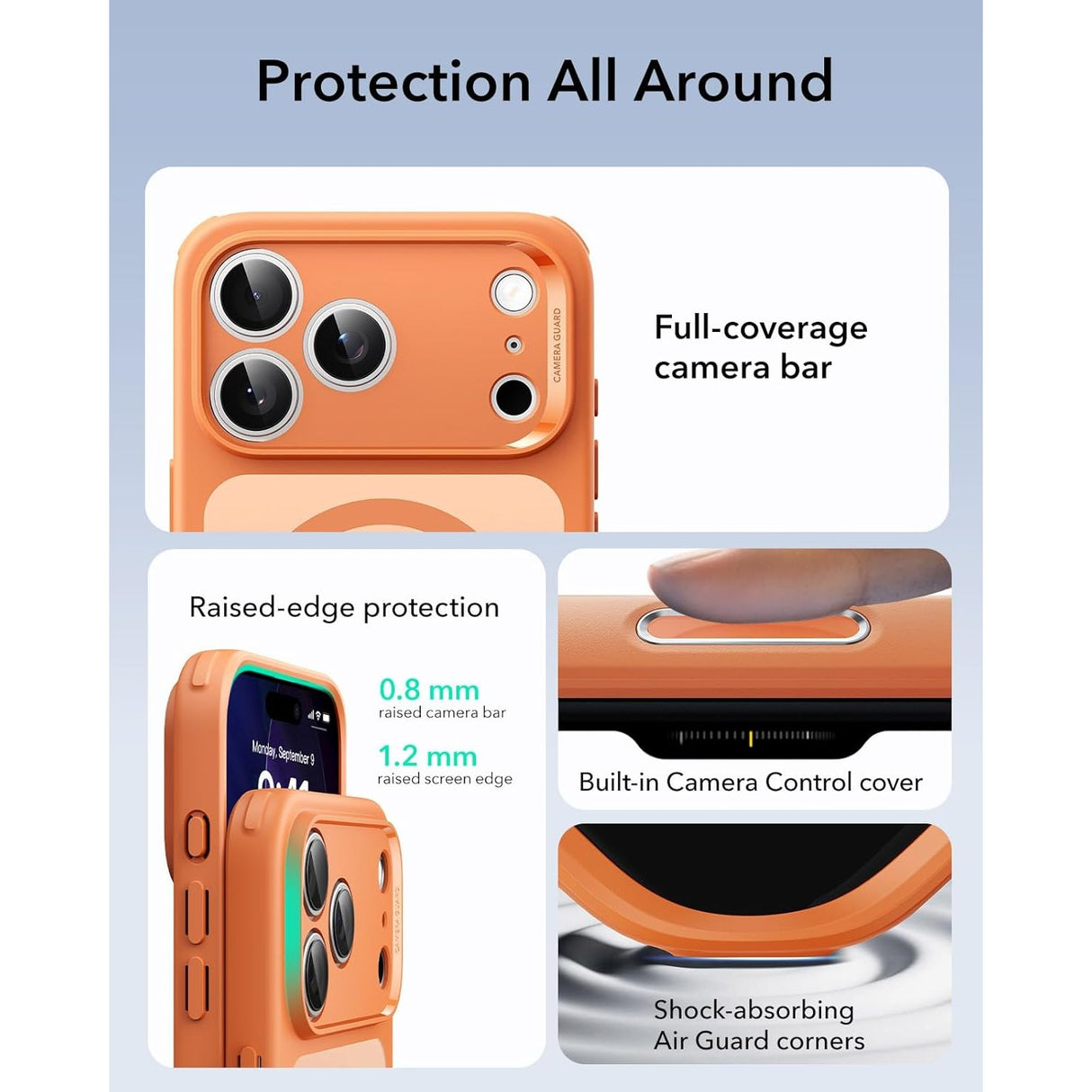 ESR iPhone 17 Pro Classic Hybrid Case con MagSafe y Control de Cámara Protección Grado Militar Esmerilado