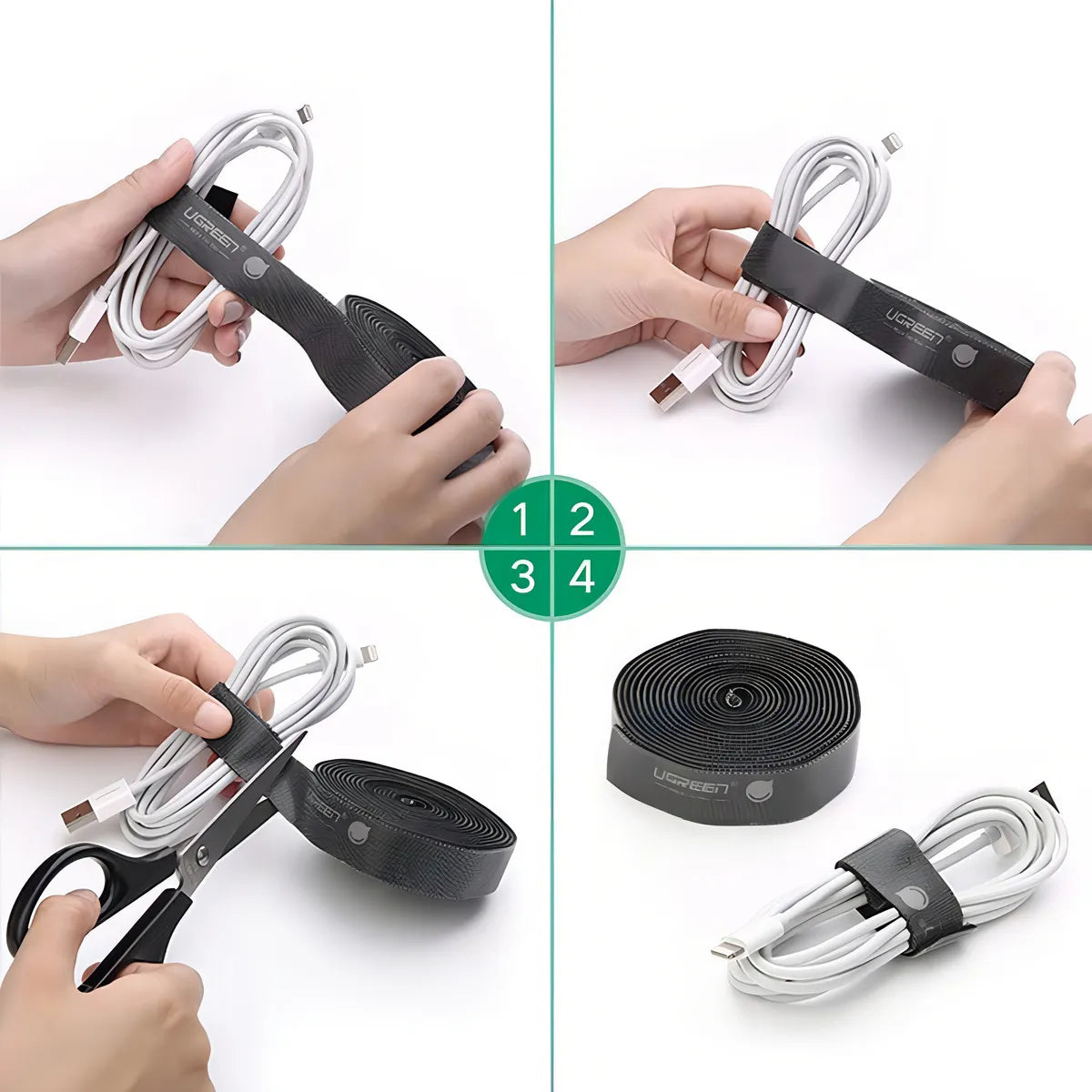 UGREEN Velcro Organizador de Cables Reusable 5 Metros Negro
