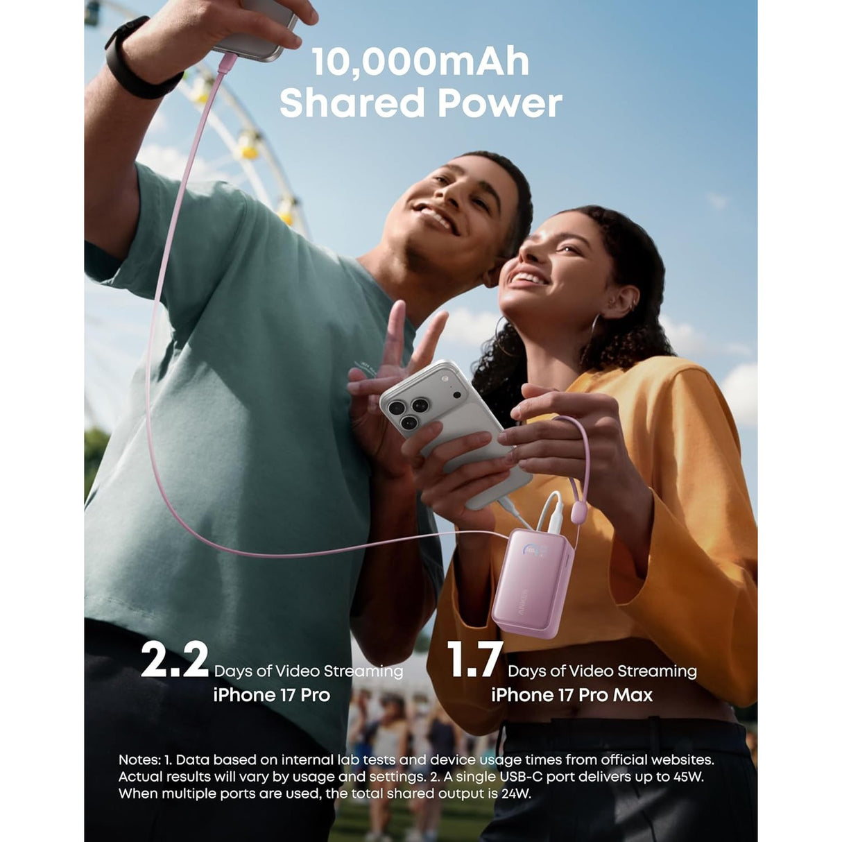 Anker Nano Power Bank (10K, 45W, Cable USB-C Retráctil Integrado)