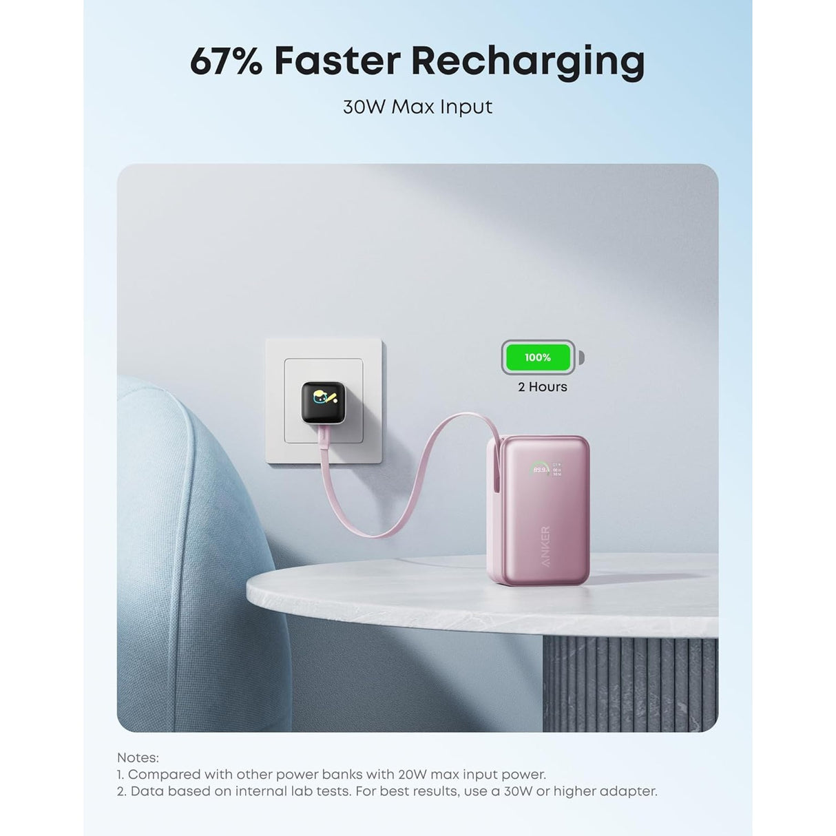 Anker Nano Power Bank (10K, 45W, Cable USB-C Retráctil Integrado)