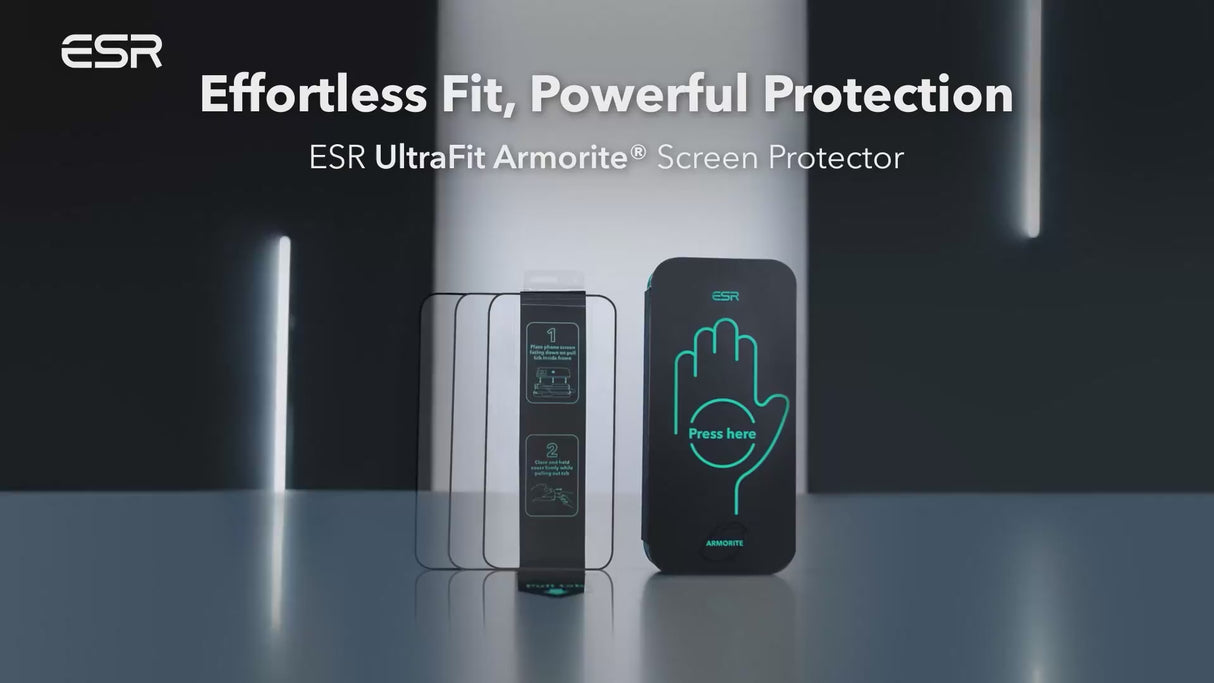 ESR Paquete de 3 Micas de Vidrio 9H+ Armorite UltraFit para iPhone 17 Pro Max con aplicador