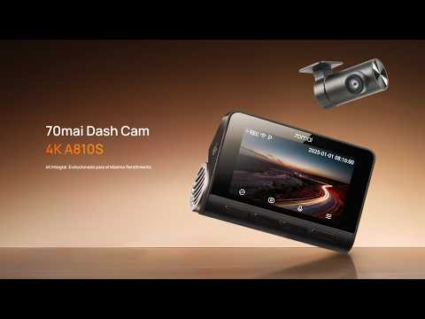 70mai Dash Cam A810S 4K Delantera y Trasera, GPS, WiFi 6, ADAS + 128GB MicroSD Soporta 4G LTE