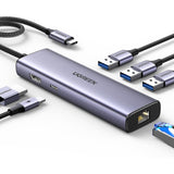 UGREEN Revodok Hub 6 en 1 Multipuerto USB-C Gigabit Ethernet, 4K HDMI, PD 100W, USB-A