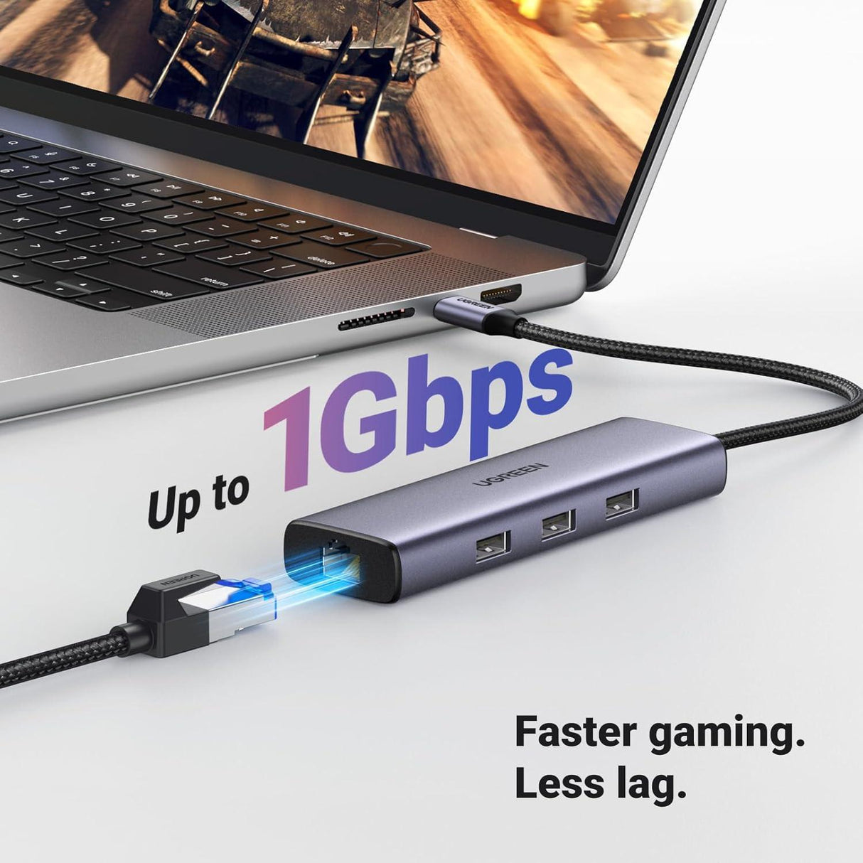 UGREEN Revodok Hub 6 en 1 Multipuerto USB-C Gigabit Ethernet, 4K HDMI, PD 100W, USB-A