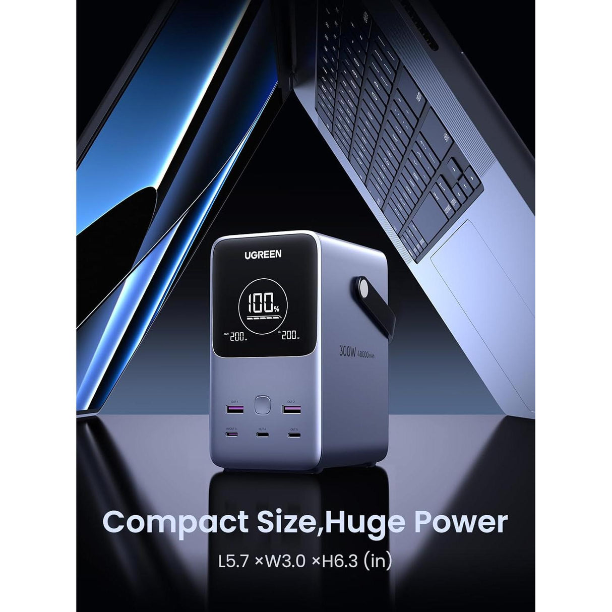 UGREEN 300W 48,000mAh Cargador Portátil Power Bank 153Wh 5 Puertos