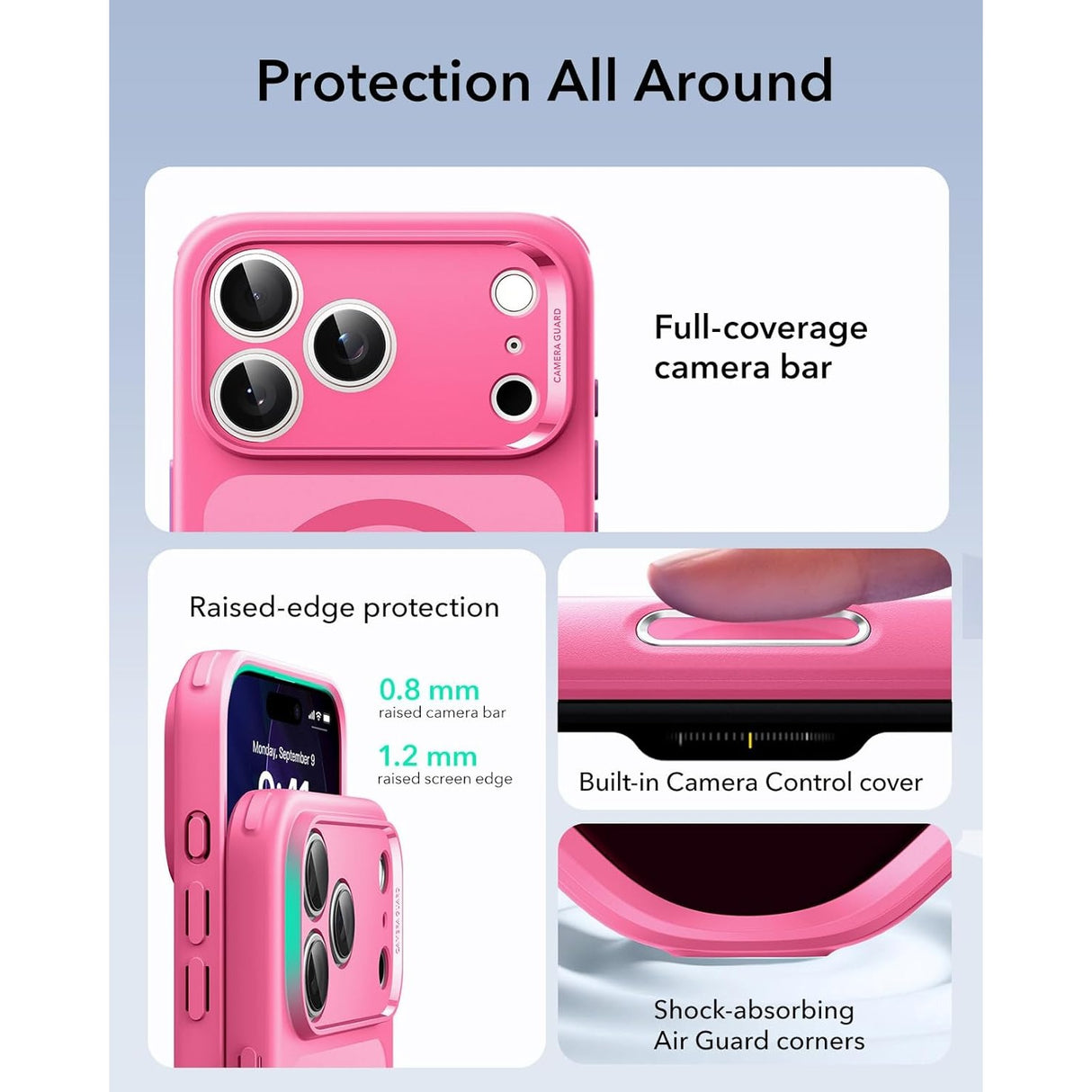 ESR iPhone 17 Pro Classic Hybrid Case con MagSafe y Control de Cámara Protección Grado Militar Esmerilado