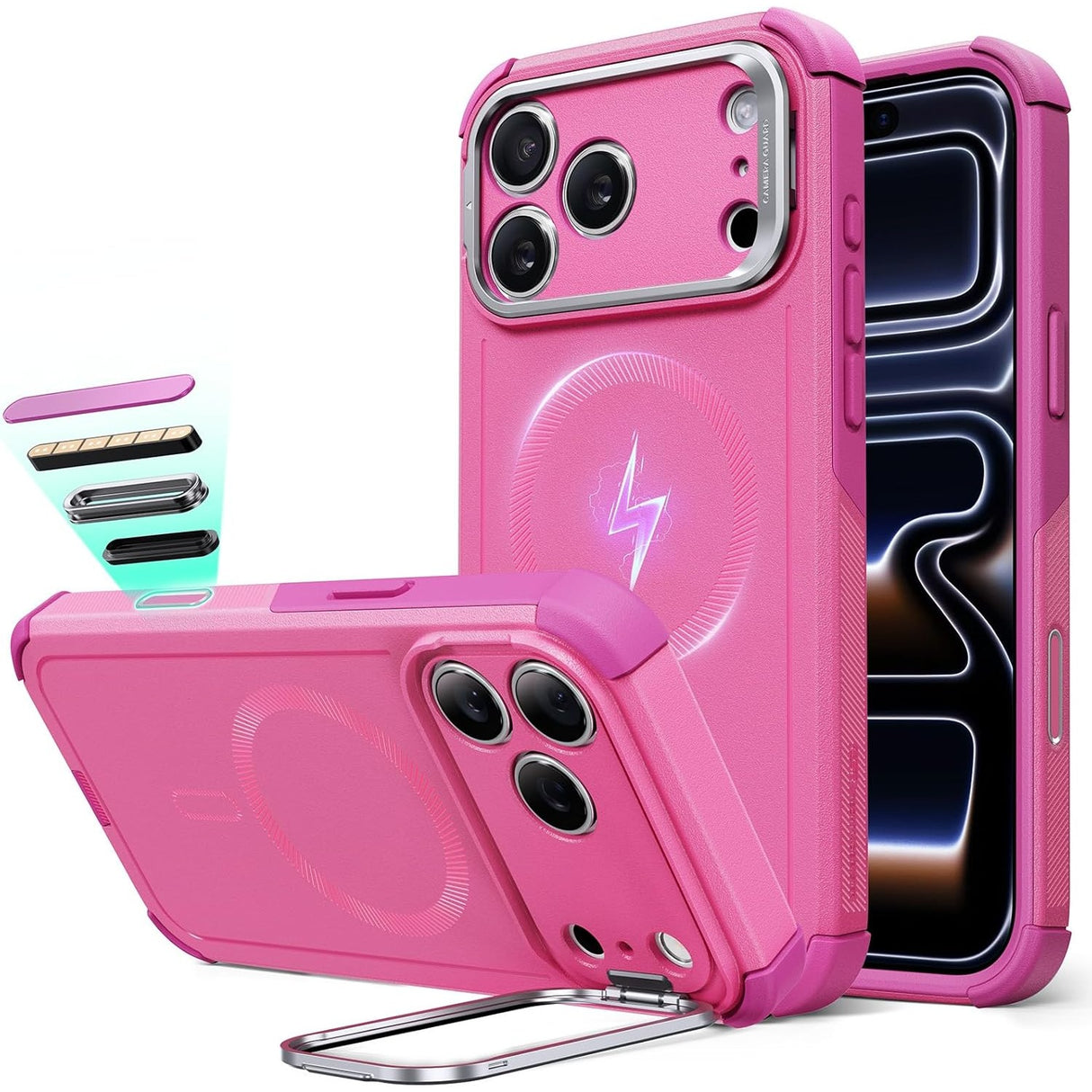 ESR iPhone 17 Pro Cyber Tough Magnetic Case con Stand, MagSafe y Control de Cámara Protección Grado Militar 7X