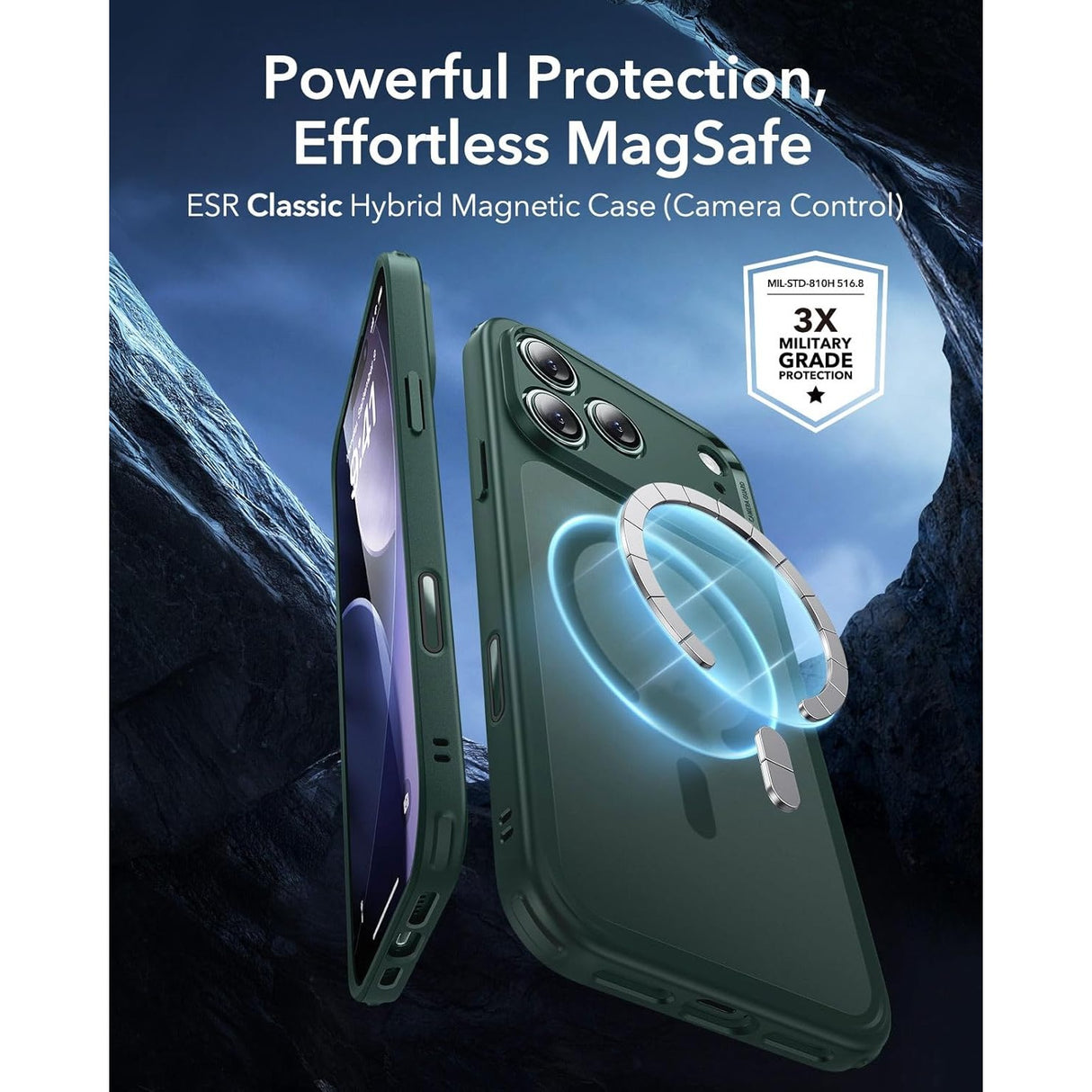 ESR iPhone 17 Pro Classic Hybrid Case con MagSafe y Control de Cámara Protección Grado Militar Esmerilado
