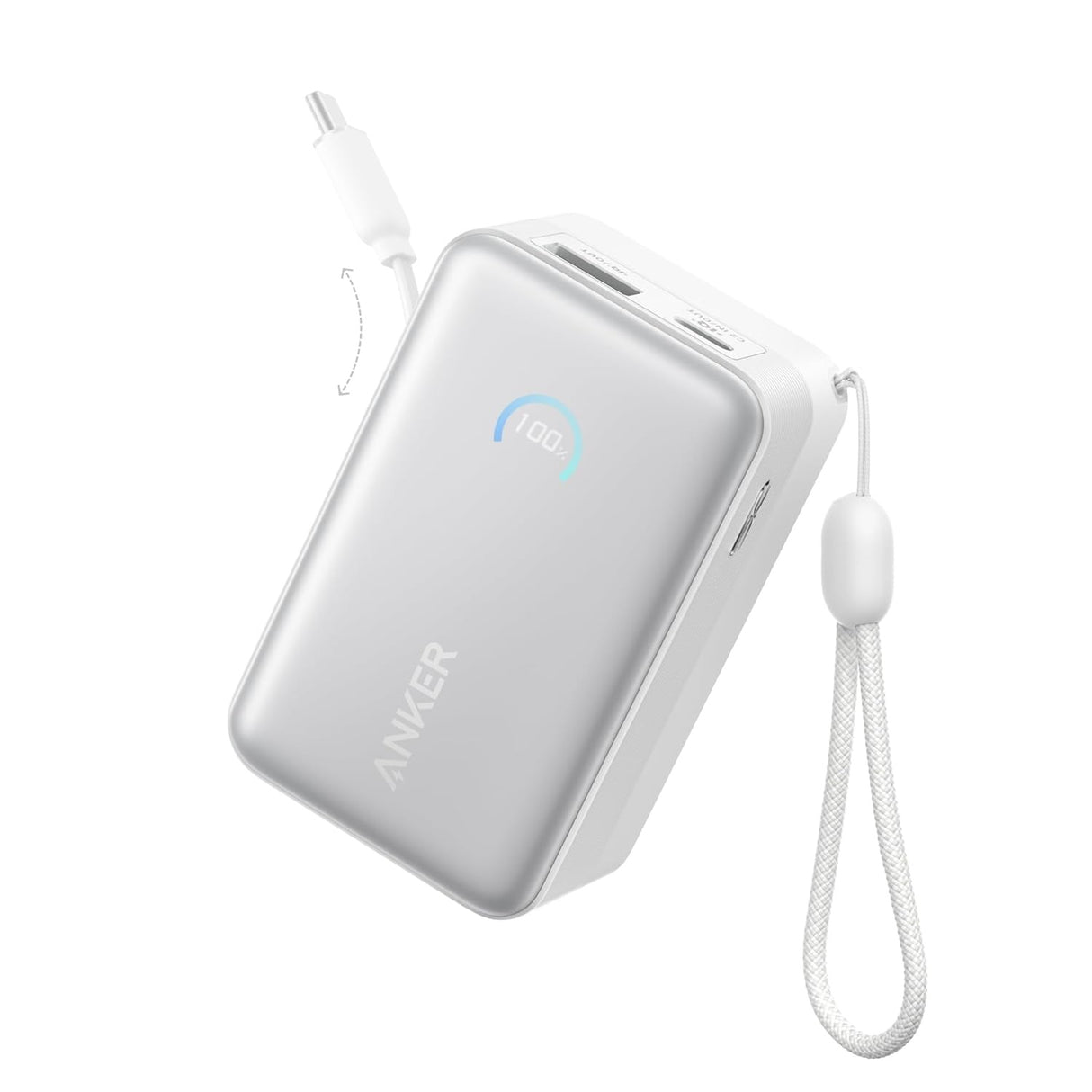 Anker Nano Power Bank (10K, 45W, Cable USB-C Retráctil Integrado)