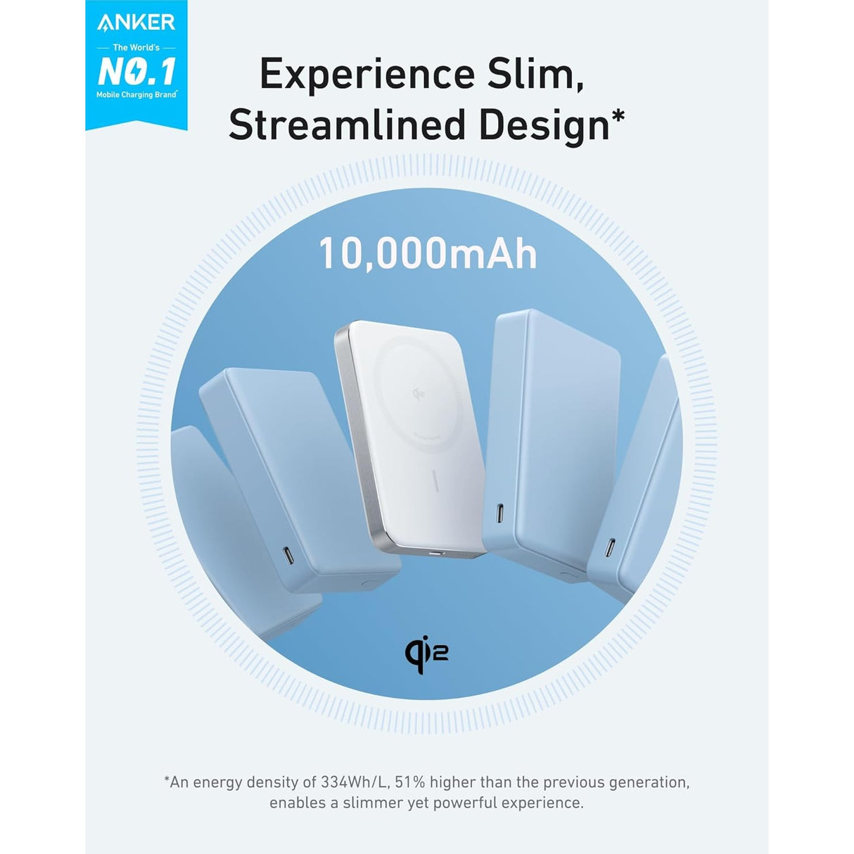 Anker MagGo Power Bank (10K, Slim) MagSafe Qi2 15W Certificada para iPhone 17/16/15