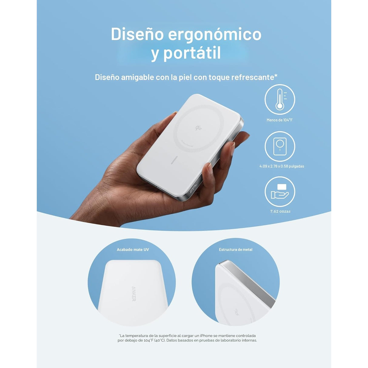 Anker MagGo Power Bank (10K, Slim) MagSafe Qi2 15W Certificada para iPhone 17/16/15