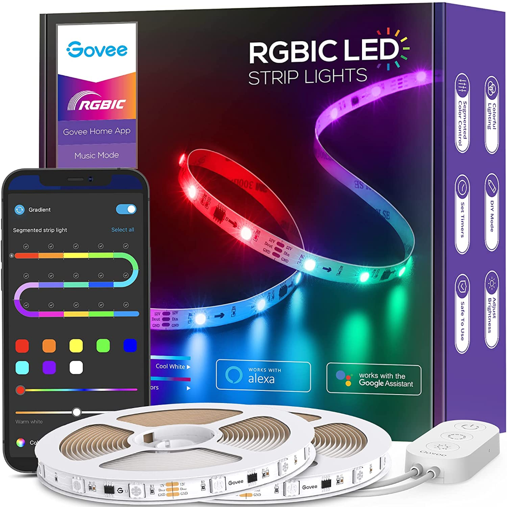 Govee Tira LED Luces RGBIC Arcoíris Segmentos de Color WiFi Inteligente Alexa y Google Assistant