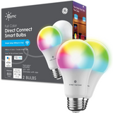 GE CYNC Foco Smart RGB Multicolores Bluetooth y Wi-Fi Funciona con Alexa & Google Assistant (Paquete de 2)