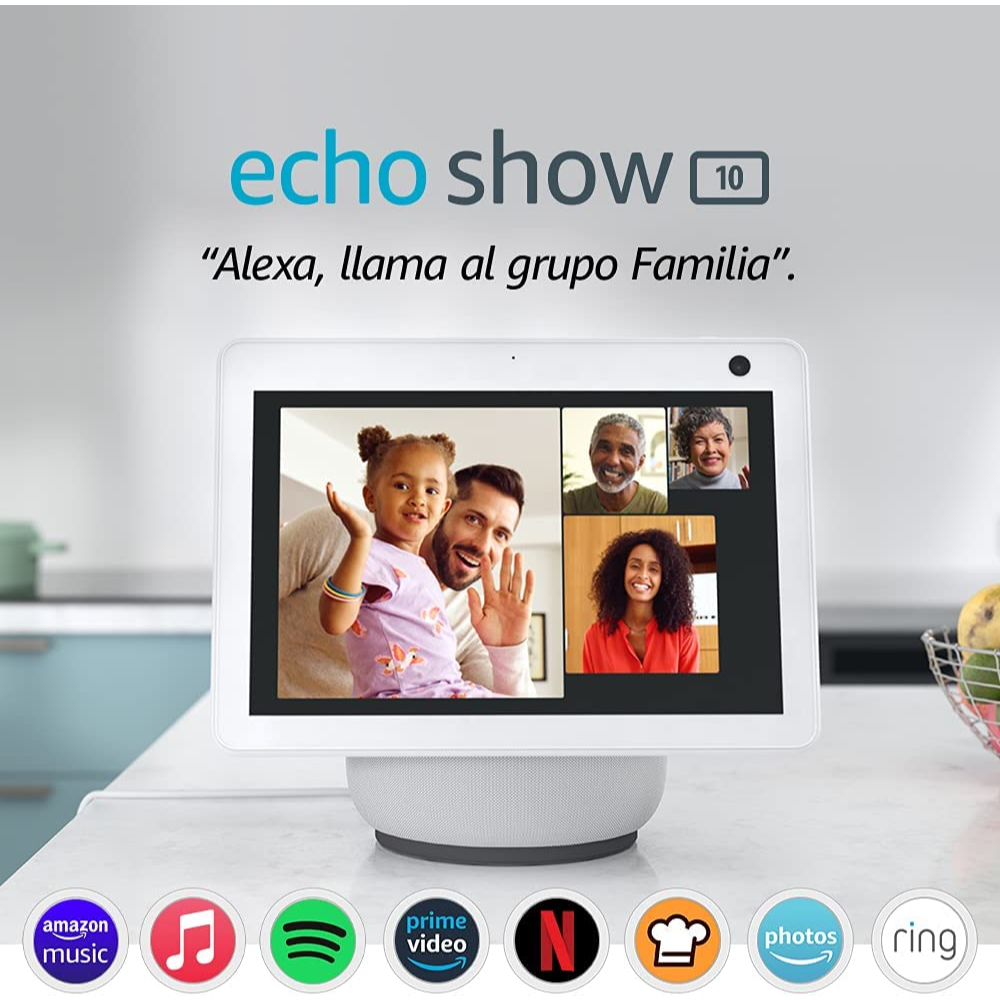Echo Show 10 (3ª generación) | Pantalla inteligente HD con movimiento y Alexa | Blanco