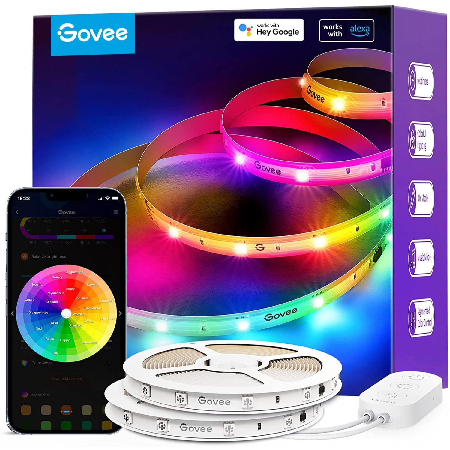 Govee Tira LED 20 Metros Luces RGBIC Arcoíris Segmentos de Color WiFi –  TecnoMarket