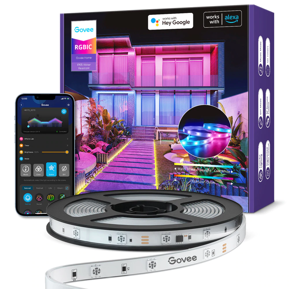 Govee Exteriores RGBIC Tira LED Wi-Fi 10 metros IP65 Impermeable