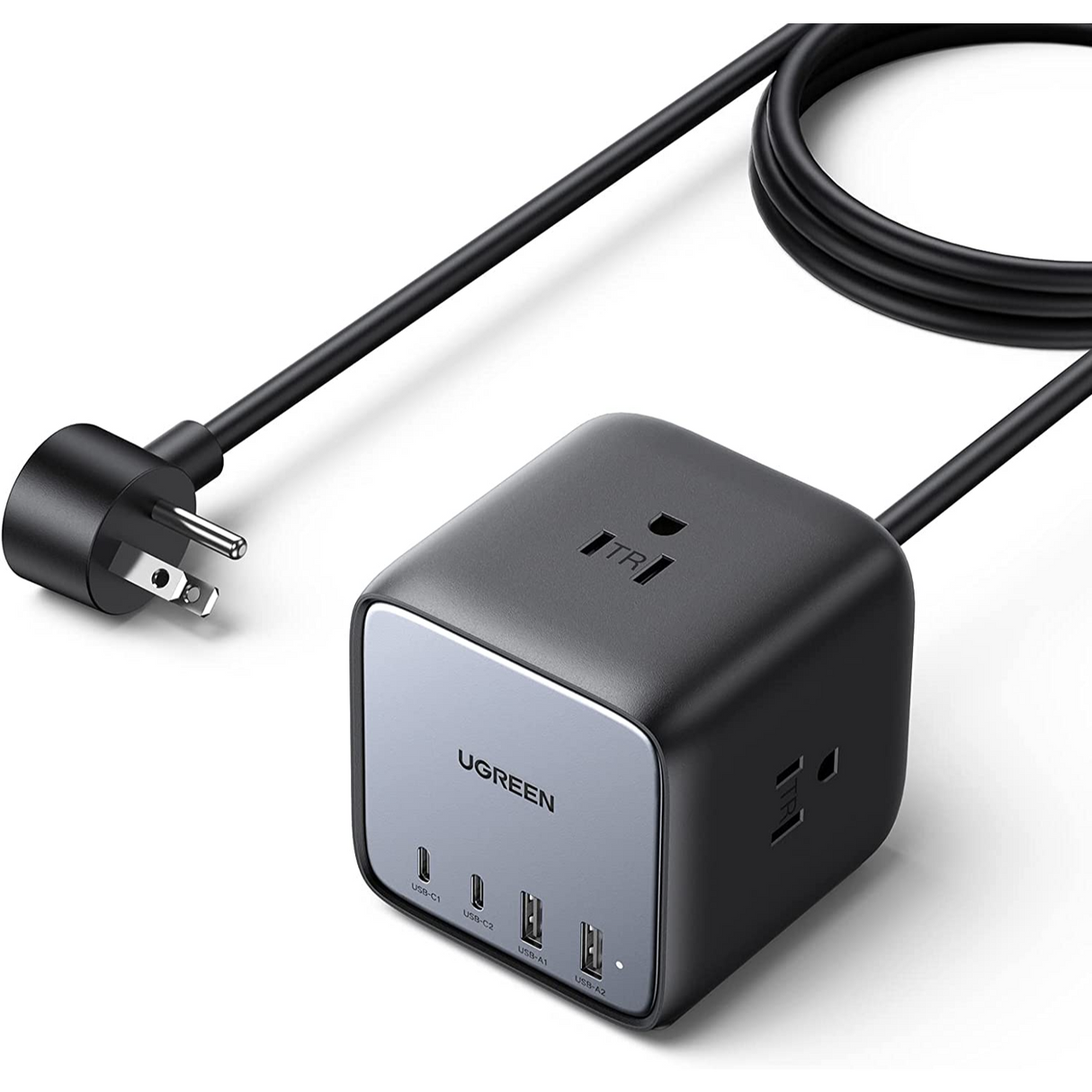 UGREEN 65W Estación de Carga DigiNest Cube GaN 7 en 1 con 3 salidas de CA, 2 USB-C, 2 USB-A, extensión de 2 metros, Compatible con iPhone iPad MacBook