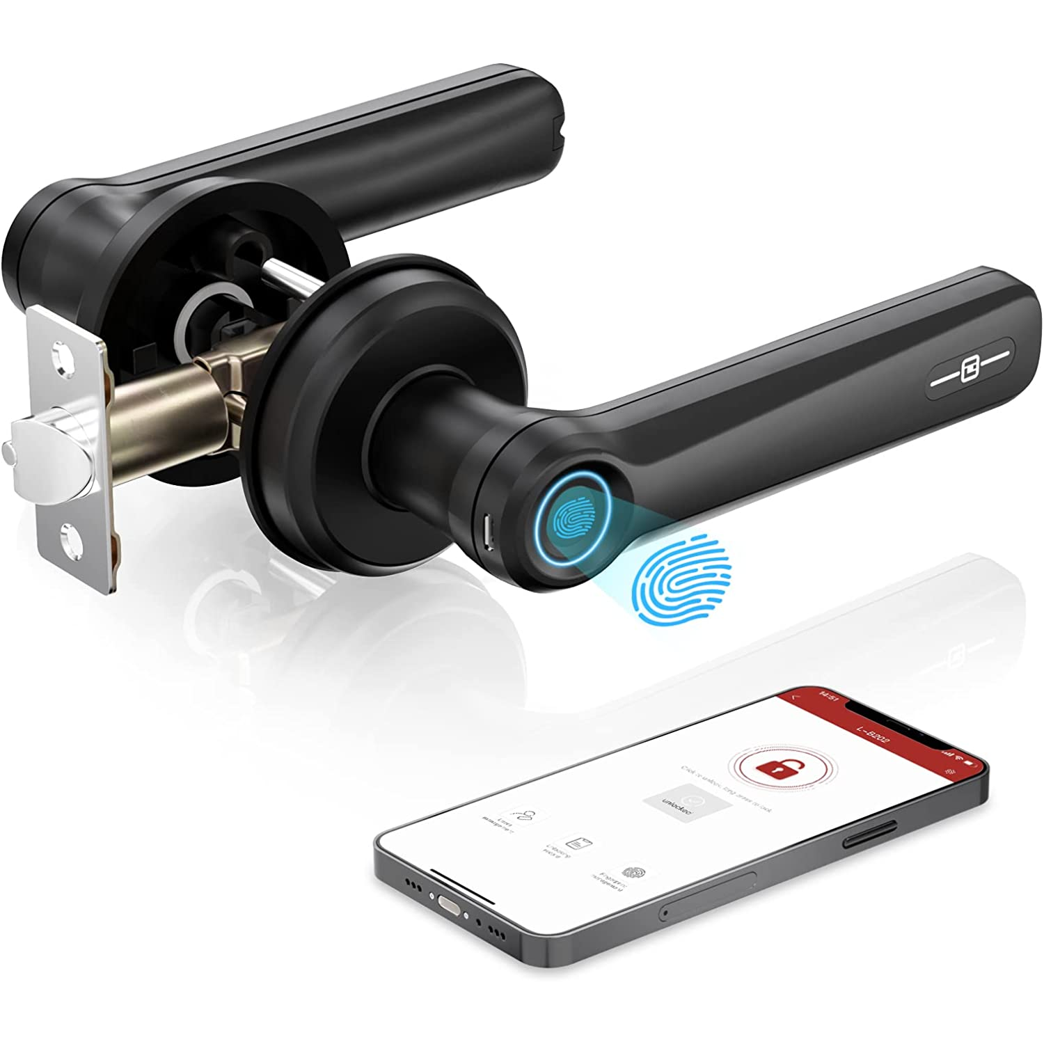 Geek Smart Cerradura Inteligente 3 en 1 Biométrica, Apertura Remota con App y Llave Física Compatibe con Alexa y Google (requiere hub)