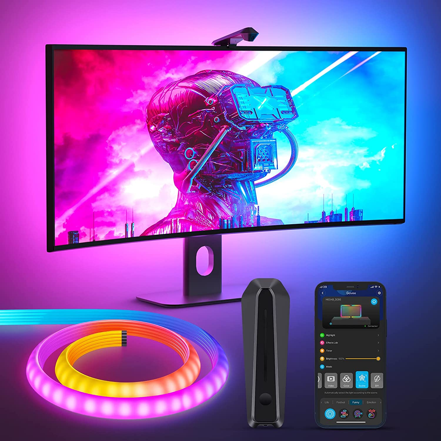 Govee DreamView G1 Gaming Light para Monitor 24"-32" PC con WiFi Alexa y Google Assistant