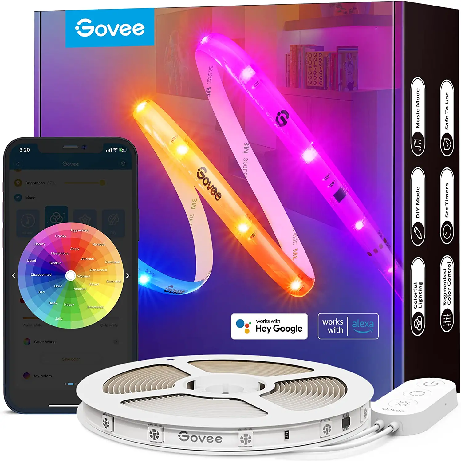Govee Tira LED 5M, RGBIC Pro Luces LED WiFi Funcionan con Alexa y Google  Assistant, Tiras LED Inteligentes de Control de App, DIY, Sync de Música  para Dormitorio, TV y Navidad 