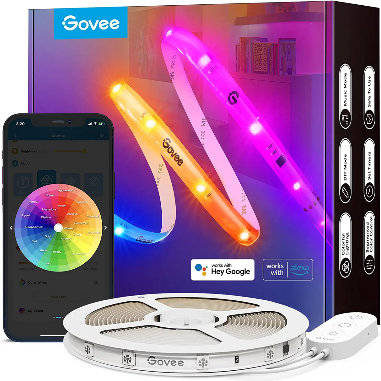 Govee RGBIC Pro Tira LED 10 Metros Arcoíris Segmentos de Color WiFi Inteligente Alexa y Google Assistant