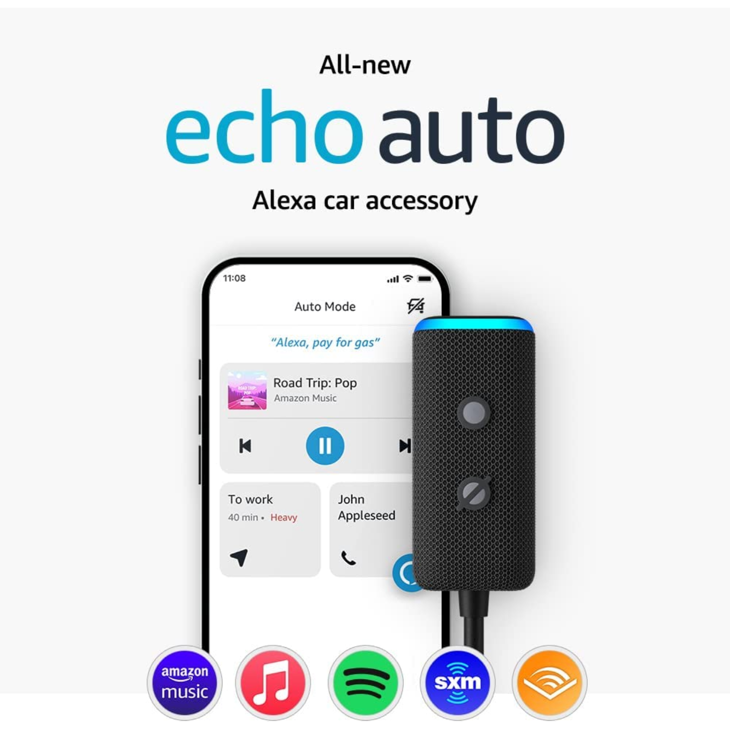 Nuevo Echo Auto (2da generación, modelo de 2022) | Lleva a Alexa en tu vehículo