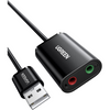 UGREEN Adaptador de audio USB con tarjeta de sonido estéreo externa, auriculares de 3,5 mm y micrófono para Windows, Mac, Linux, PC, laptops, PS4