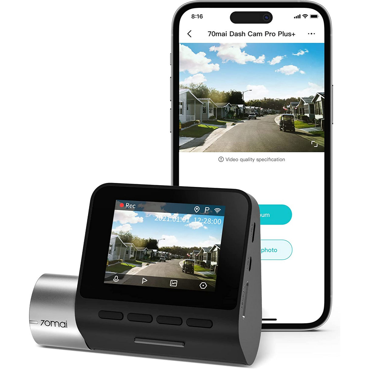 70mai Dash Cam Pro Plus+ A500S Cámara 2.7K para Carro con WiFi y GPS integrado