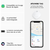 ATUVOS Tag Localizador con Apple Find My (solo iOS) Rastreador Impermeable Bluetooth Inteligente