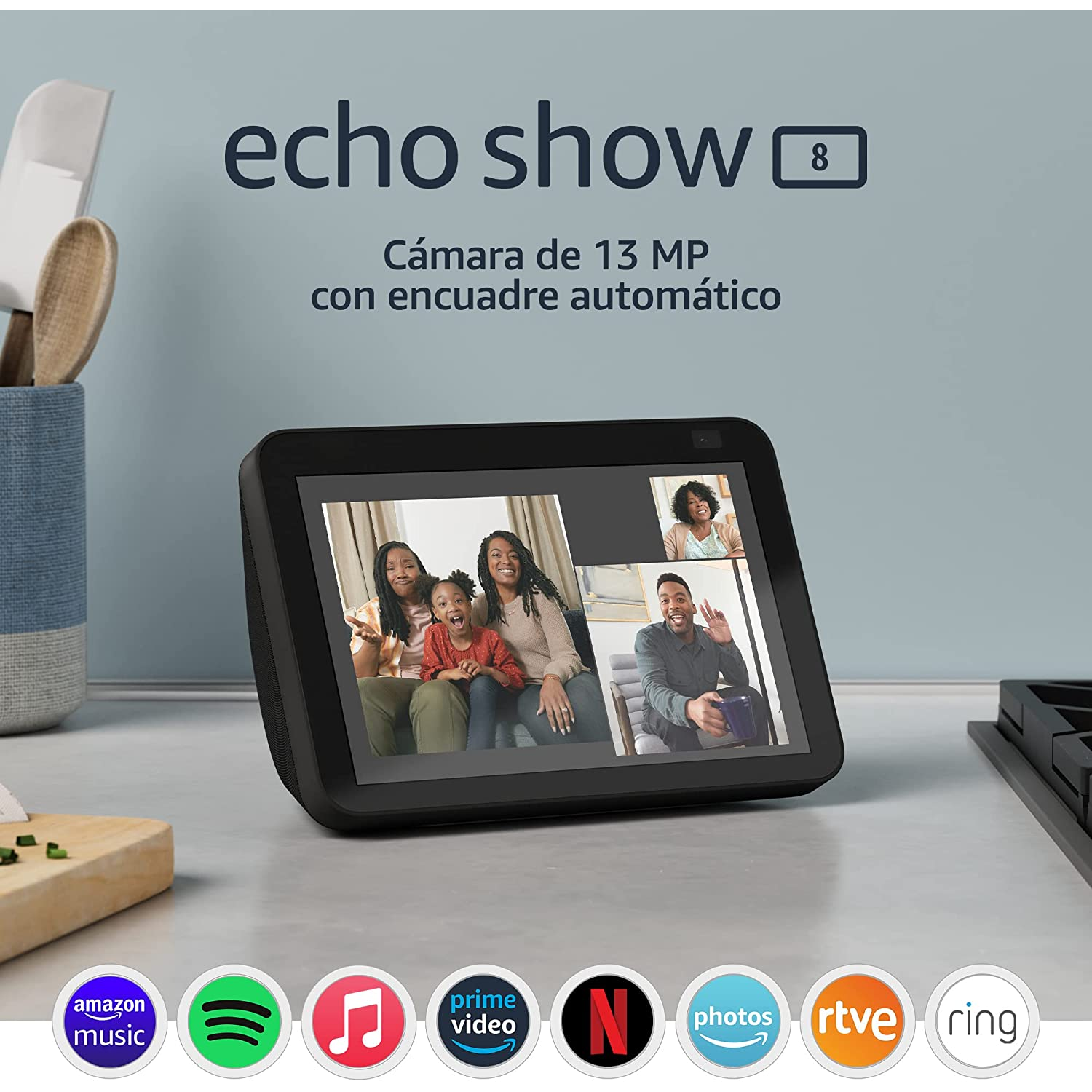 Echo Show 8 (2da generación) | Pantalla HD inteligente con Alexa y cámara de 13 MP